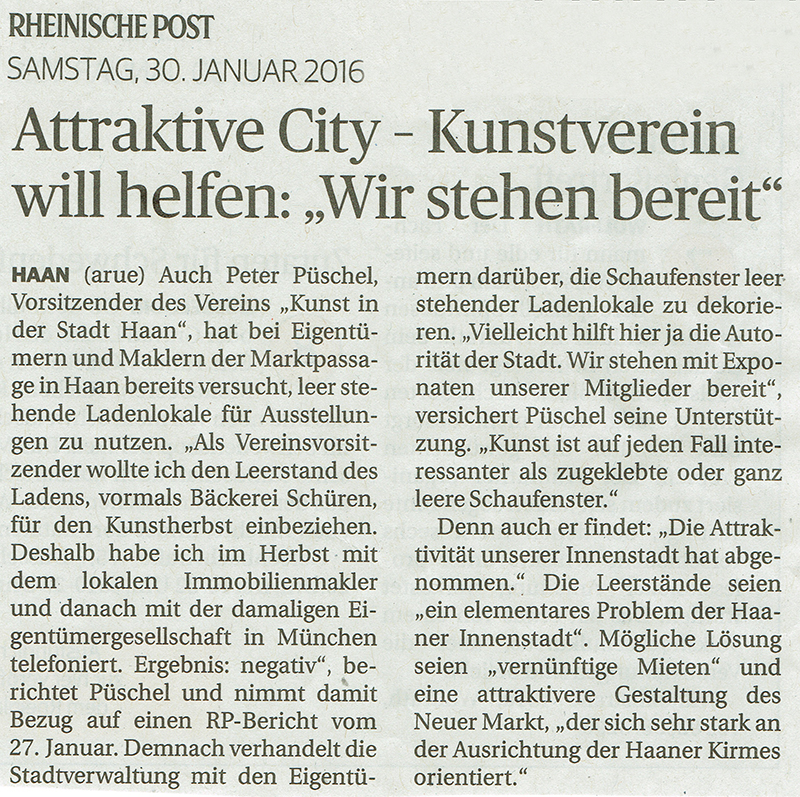 Attraktive City - Kunstverein will helfen: 
